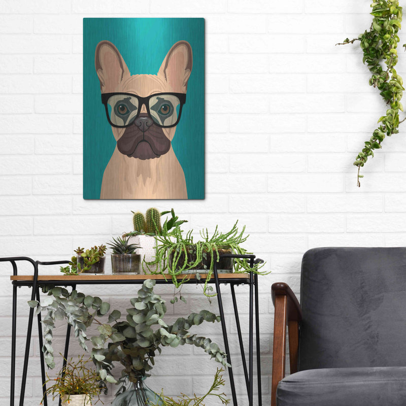 «French Bulldog Teal» par Debbie Gray, H 16 po x l 12 po