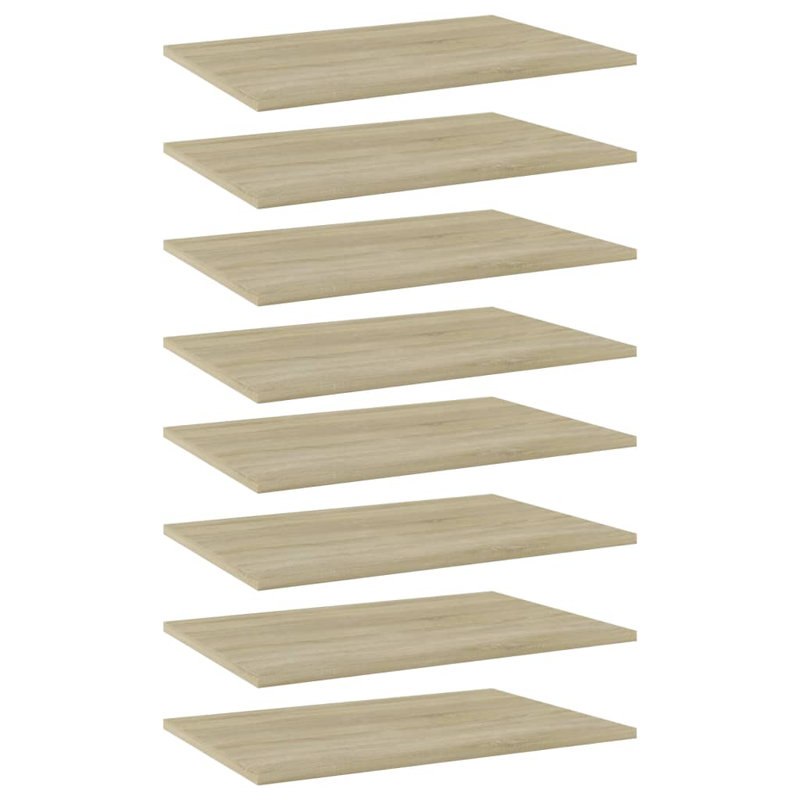 Bookshelf Boards 8 pcs Engineered Wood, Sonoma Oak, (8 Shelves) 0.59" H x 23.62" W x 15.75" D
