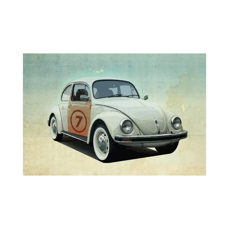 Number 7 VW Sedan by Vin Zzep - Wrapped Canvas Print, 20.32 cm H x 30.48 cm W