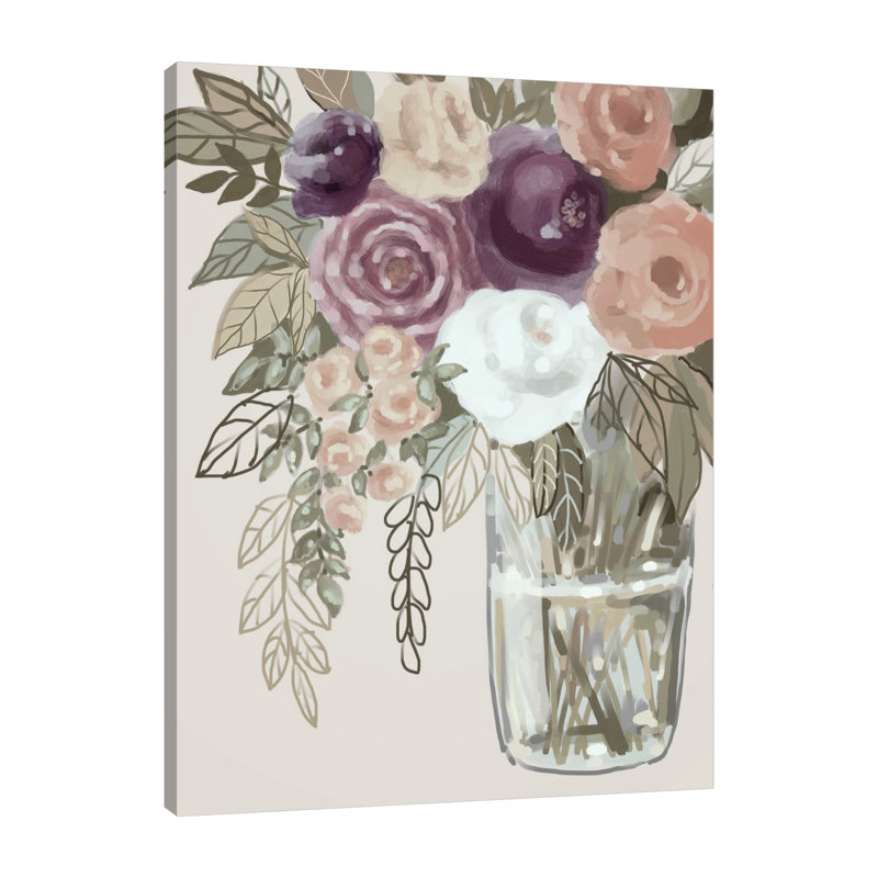 "Floral Soft 6", toile tendue par Boho Studio, H 24 po x l 18 po x P 1,5 po