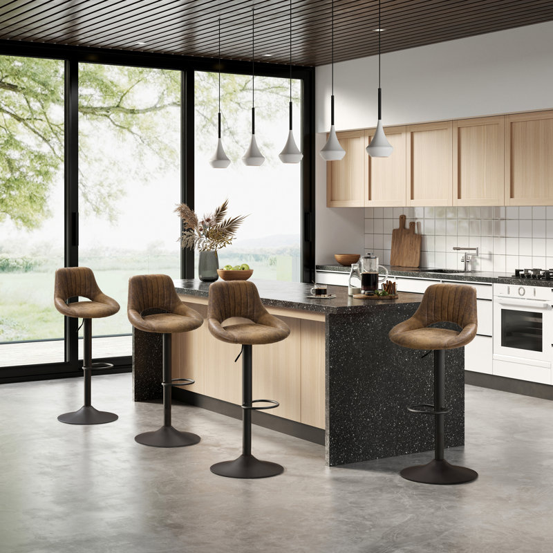 Licon Height Adjustable Swivel Bar Stool, Brown