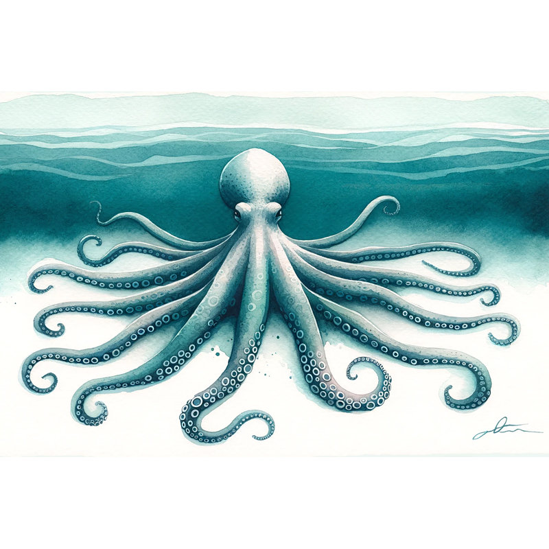 «Majestic Ocean Octopus», art mural sur toile tendue, H 20 po x l 35 po