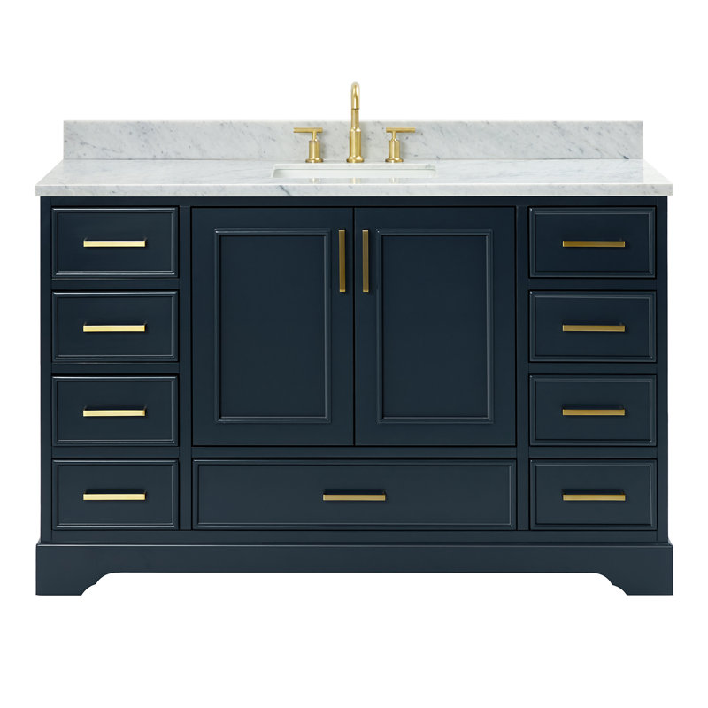 Meuble-lavabo simple avec plateau Abita 55, Bleu minuit