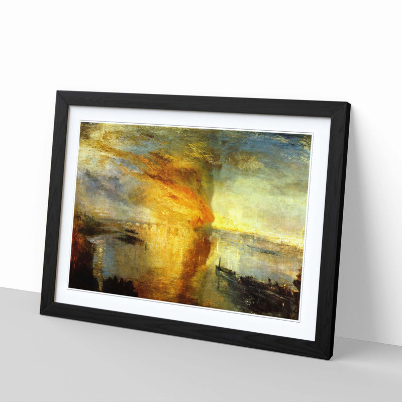 The Burning of the House of Lords by J.M.W. Turner - Framed Print, Black