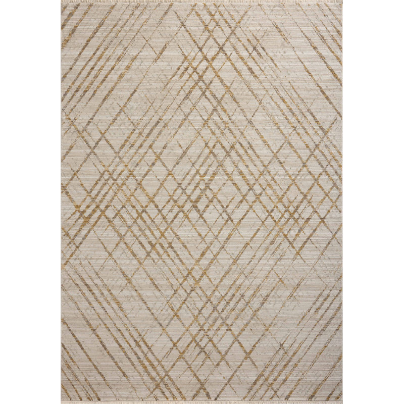 Marlia Beige / Gold Area Rug, Rectangle 3'6" x 5'6"