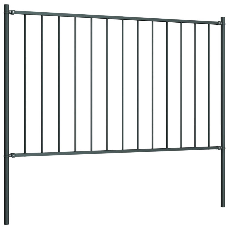 Chourasiya Fence Panel with Posts Powder-coated Steel, Anthracite