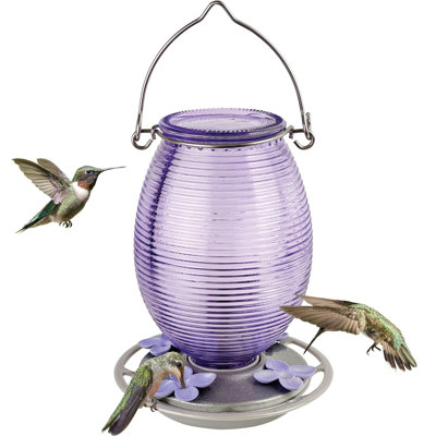 Lilac Dreams Antique Glass Hummingbird Feeder