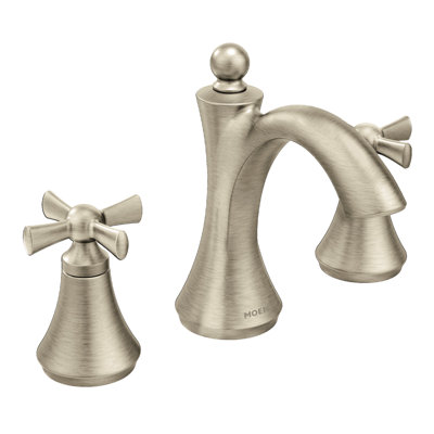 Moen Wynford 8 In. Widespread 2-Handle High-Arc Bathroom Faucet With Cross Handles (Valve Included)