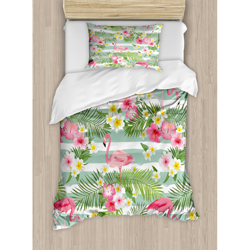 Coastal Floral Duvet Cover, Twin Duvet Cover + 1 Sham
