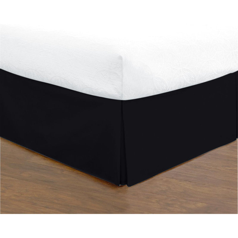 Jupe de lit de 16 po avec jupes de lit en microfibre brossée plissée, Grand, Noir