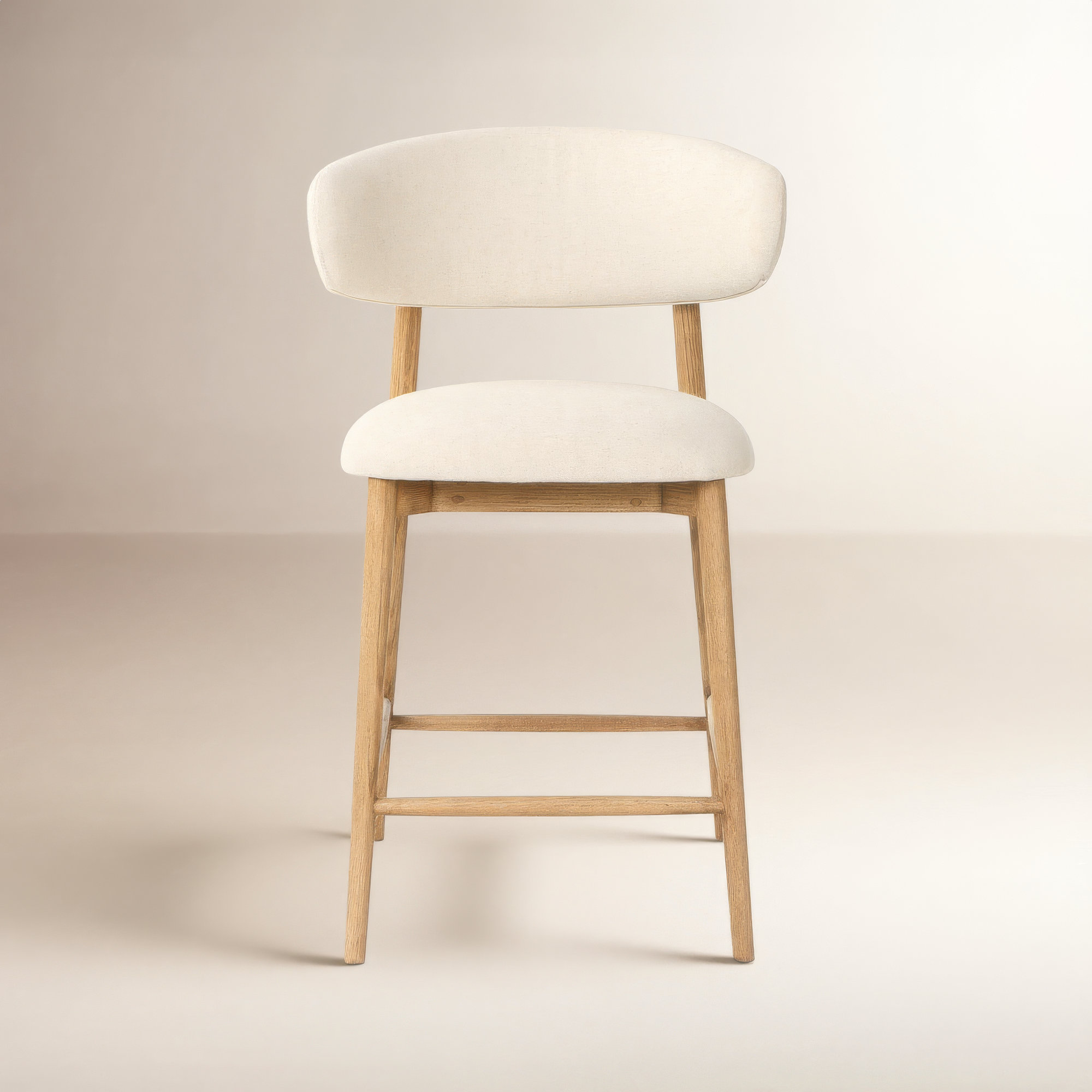 Murphey Upholstered 26'' Counter Stool with Solid Wood Frame, Savile Flax