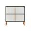 Armoire de rangement de 42 po avec base en métal, 4 portes, pour la cuisine, la salle à manger, les poignées de buffet noires et blanches, le salon,
