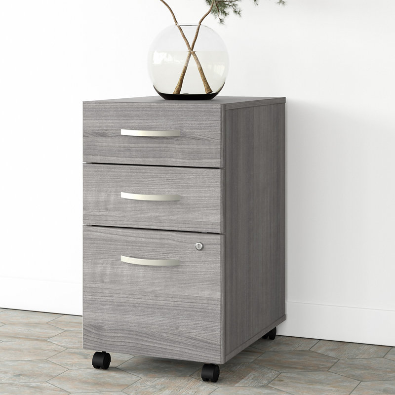 Kemry 16'' Wide 3 -Drawer Mobile Vertical Filing Cabinet, Platinum Gray