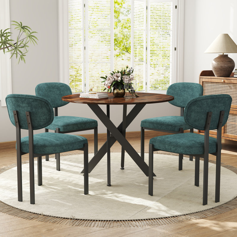 Ensemble repas rond à piédestal, 5, Brun, Vert