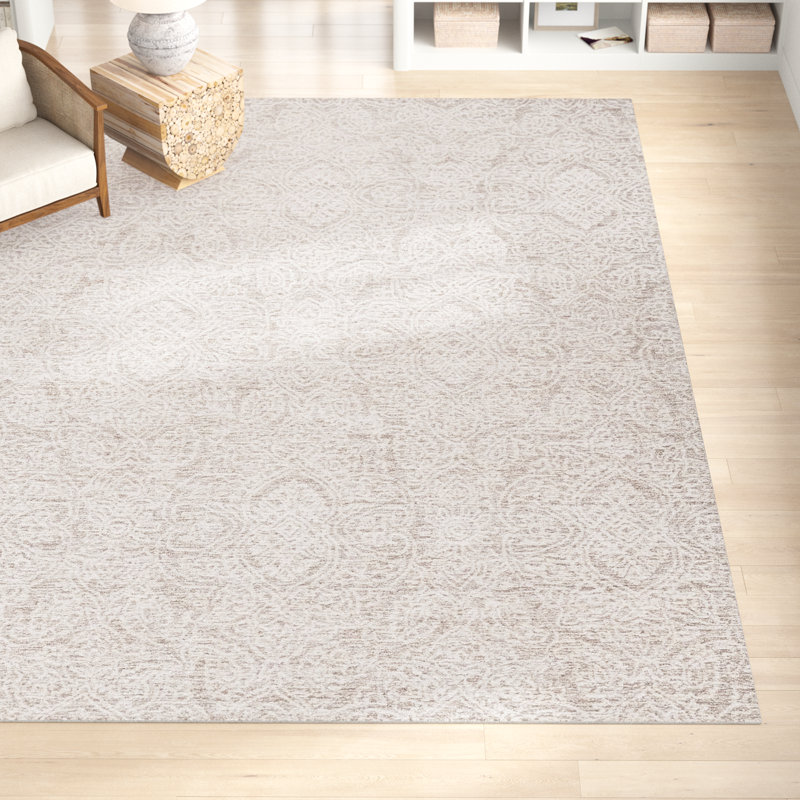 Metcalfe Handmade Tufted Wool Natural/Ivory Area Rug, Rectangle 5' x 8'
