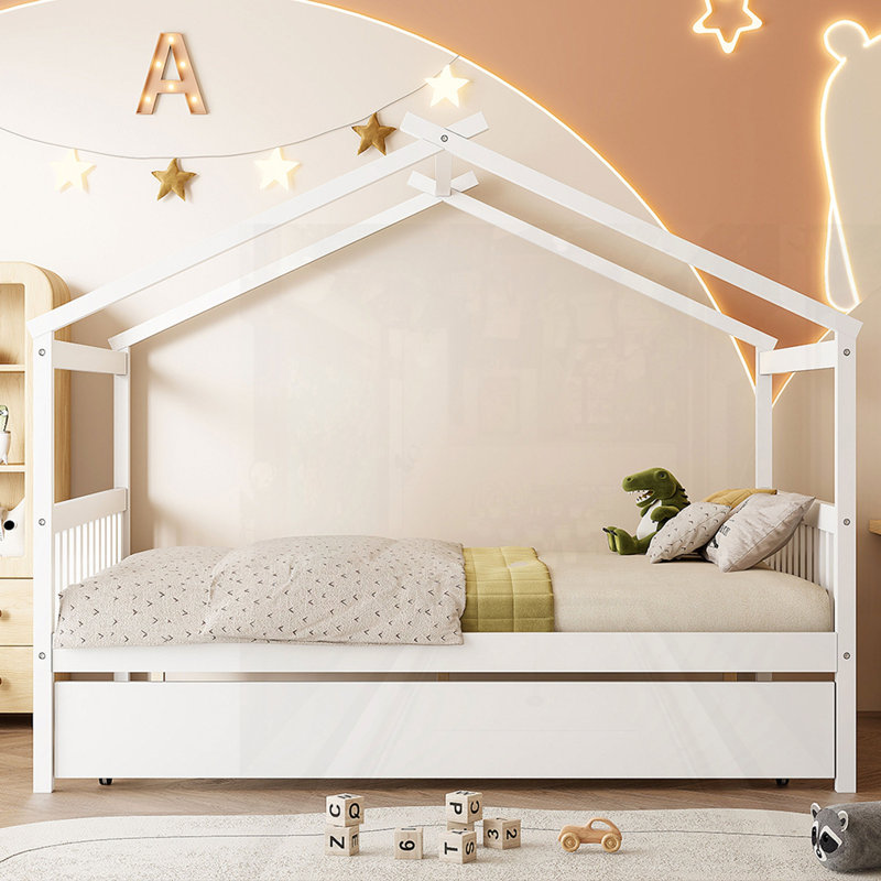 Lit en bois avec couchette, Complète , Blanc