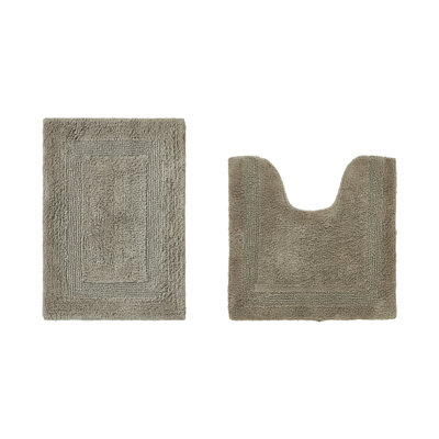 Lux Premium 100% Cotton 2370 GSM 2-Piece Bath Rug Set, Ultra Soft Super Absorbent Reversible Tufted Bathroom Mats, Machine Washable, OEKO-TEX® Certified Bath Rugs for Bathroom, Shower & Tub, Beige