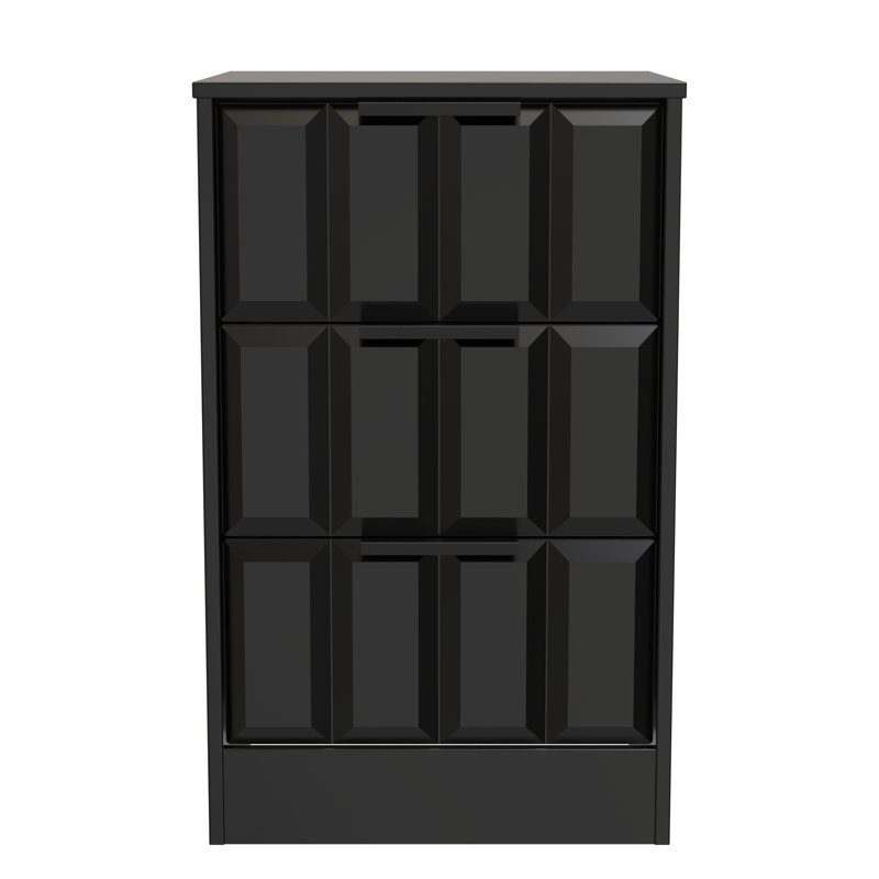 Doss 45cm W Manufactured Wood Bedside Table, Deep Black/Black Matt