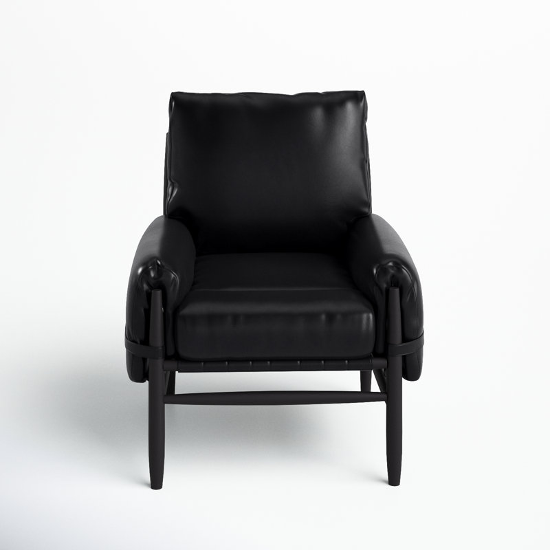 Marla Faux Leather Armchair, Black Faux Leather