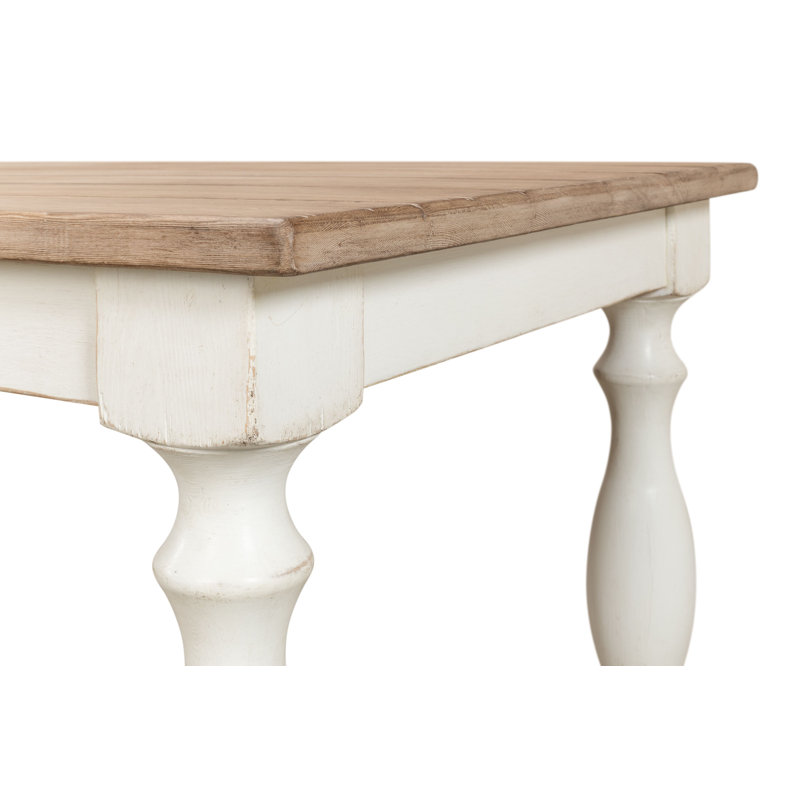 Natural Pine and White Farmhouse Rectangular Dining Table