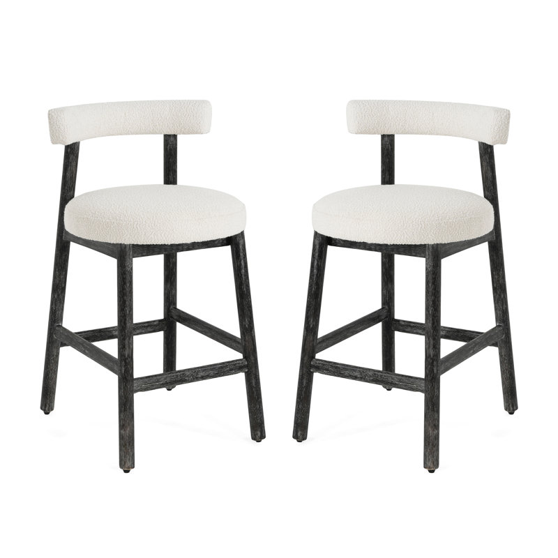 Colten 26.77" Seat Height Upholstered Counter Stools With Rubberwood Frame, Black, White, 4