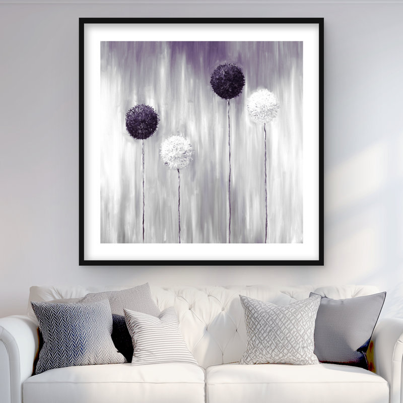Imprimé de fleurs d'allium mauve | Décoration de chambre encadrée