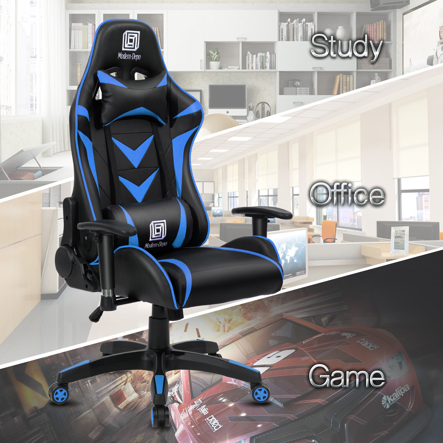 Modern Depo Adjustable Reclining Ergonomic Swiveling PC Racing