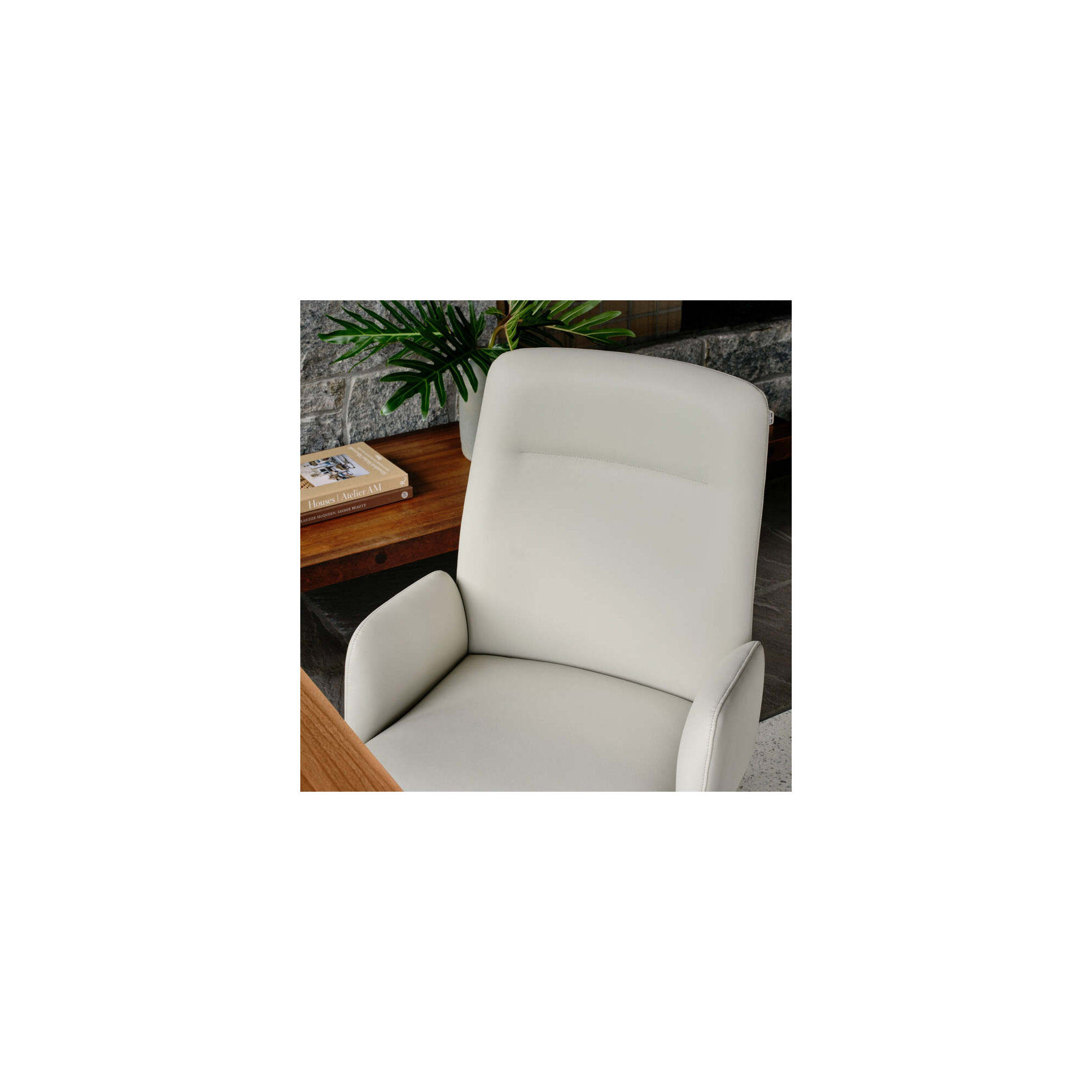 Softside Chair - High Back - Vegan Leather, Limestone, Chrome, 40.5"