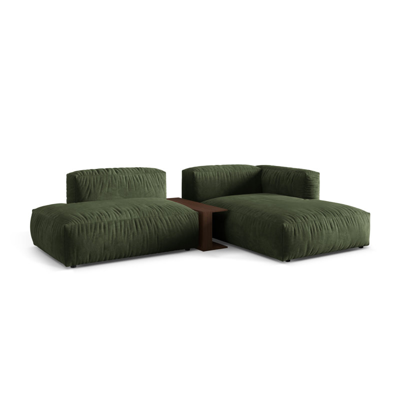 Bedar 2 Seater Velvet Corner Sofa , Green