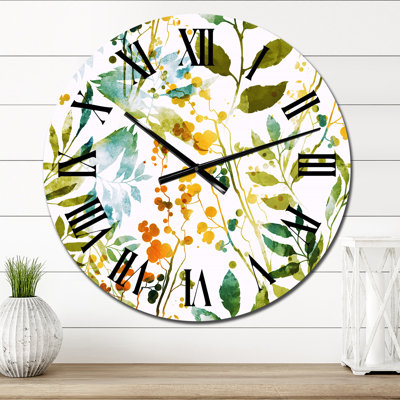 Printemps, herbes, fleurs et feuilles sur fond blanc
