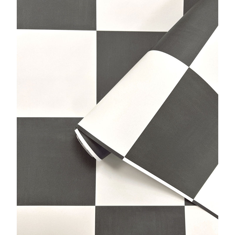 Papier peint texturé non-tissé à carreaux gris anthracite 57 pi., Noir/crème