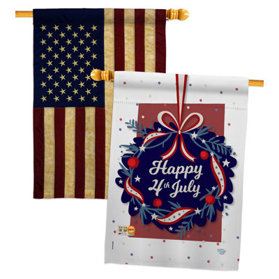 Drapeau de maison 28 x 40 po en polyester 4 faces 4 juillet