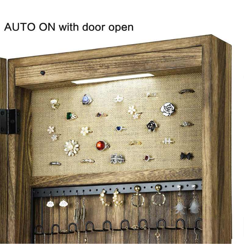 Armoire à bijoux rétro avec miroir noir
