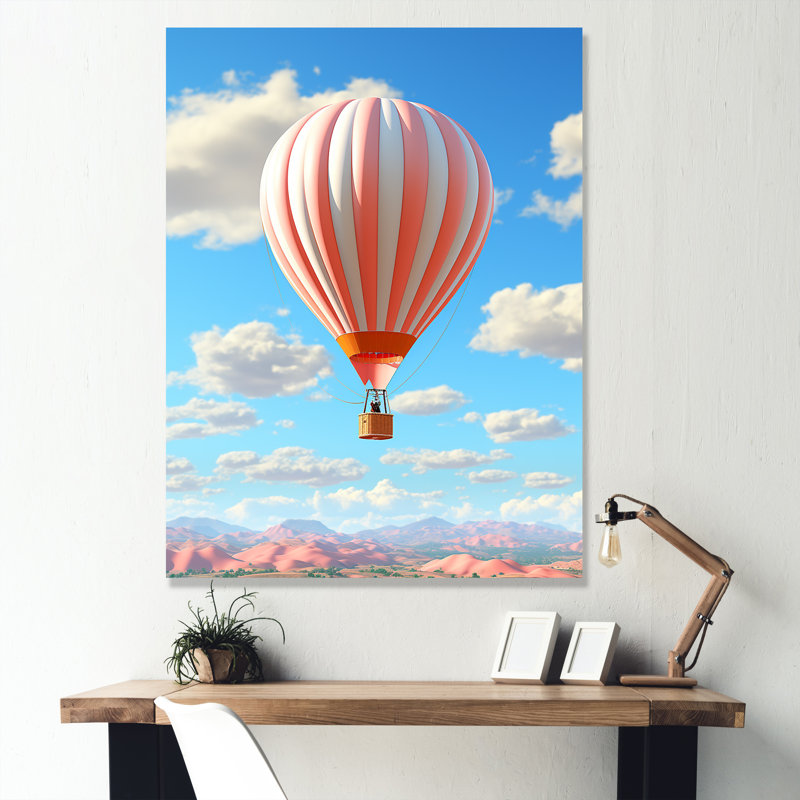 Vol en montgolfière et fantaisie, Toile tendue, H 32 po x l 16 po x P 1 po