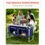 Station de cuisson portative, 3 hauteurs réglables, aluminium et plastique, bleue, table de cuisine de camping optimisant l'espace extérieur avec hauteur réglable, structure, cuisson, rangement