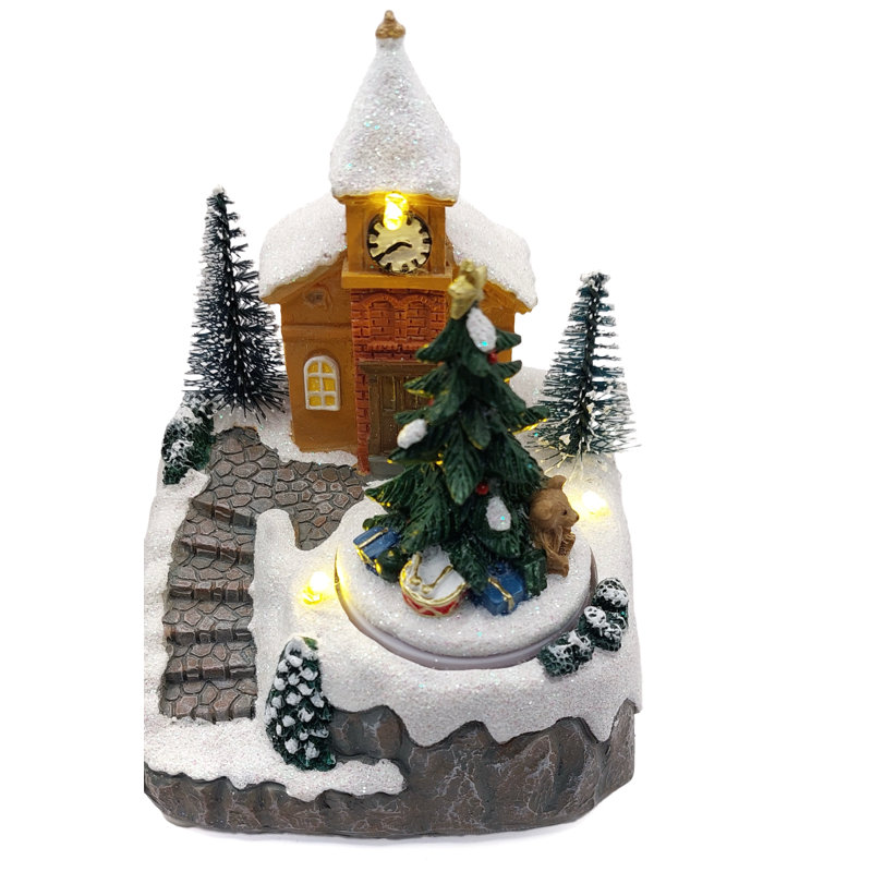 Église enneigée. Village de Noël F07-N1-12-2704A
