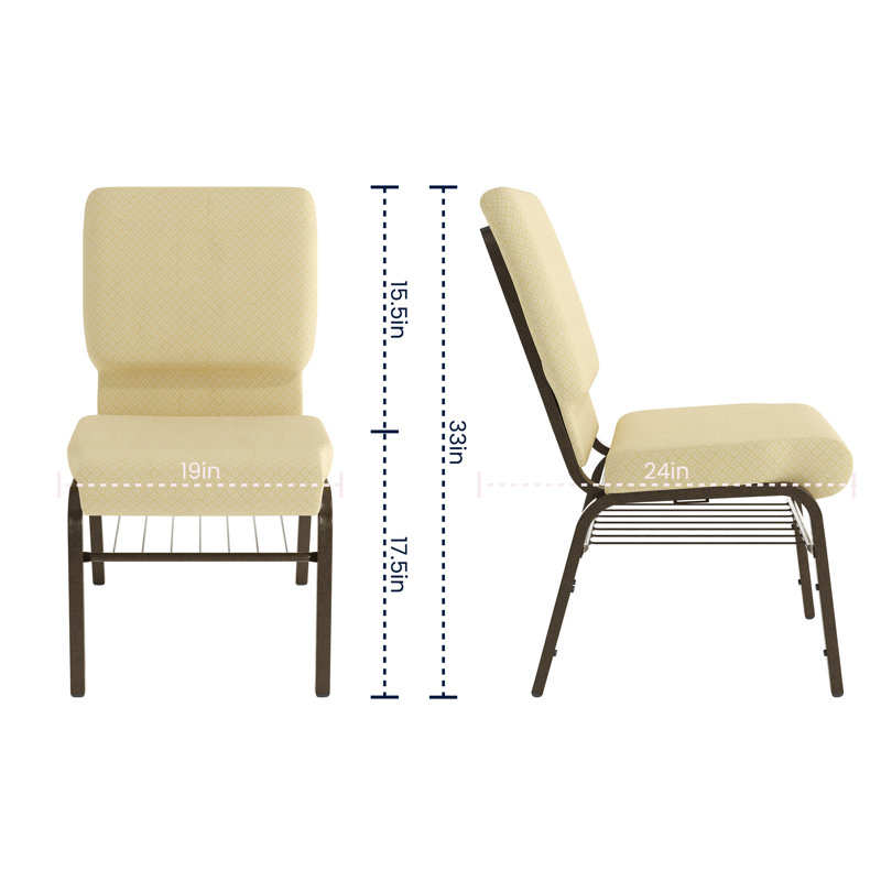 Chaise d'église en tissu 18,5 po Htwe, Beige