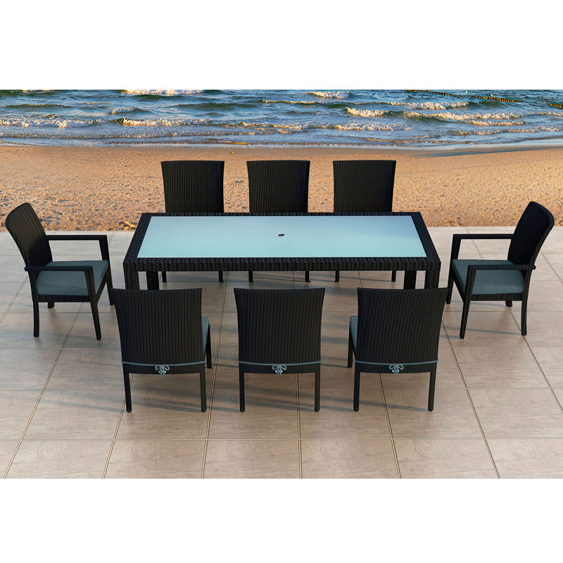 Urbana Outdoor - Piece Dining Set, Canvas Charcoal Sunbrella® Canvas, Coffee Bean, 8