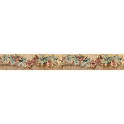 Bordure de papier peint à feuilles fluides - beige, rouge, bleu L 15 pi x l 7 po