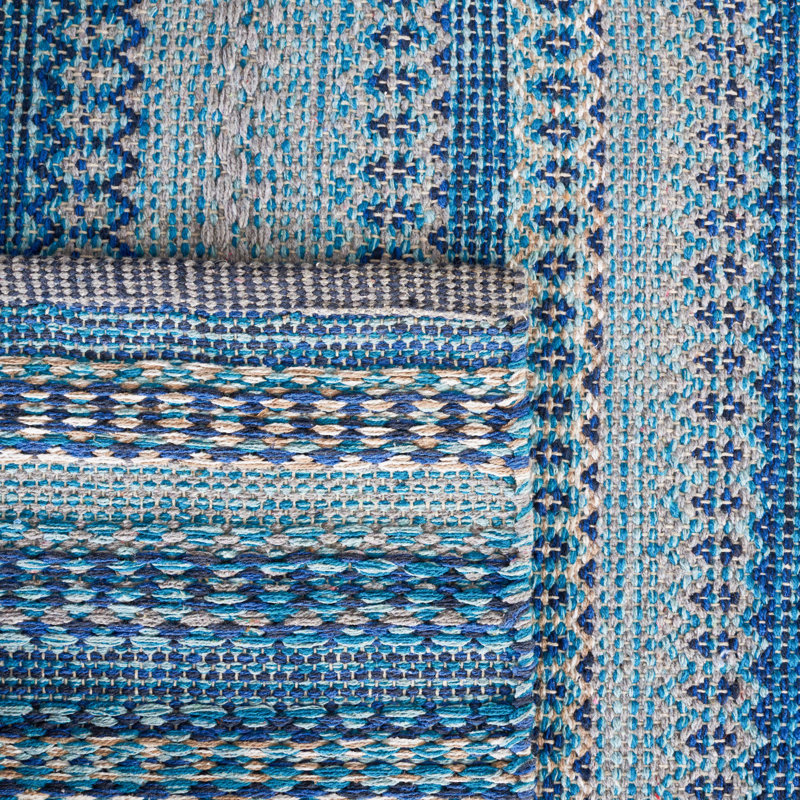 Kilim Flat Weave Cotton Geometric Rug, Rectangle 4' x 6'