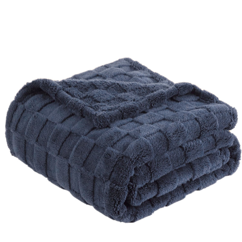  Jeté en polaire à carreaux doux et confortable pour lit et canapé., L 60 po x L 80 po, Gris foncé