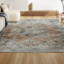 Tapis en chenille vieilli / bleu lavable à la machine avec motif de chenille et de bleu foncé Heinfried-88570947