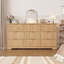 Commode cannelée de 63 pouces de large avec 9 tiroirs en bois et prise de courant intégrée, commode de chambre moderne, commode de rangement améliorée pour le placard et le salon-906821158