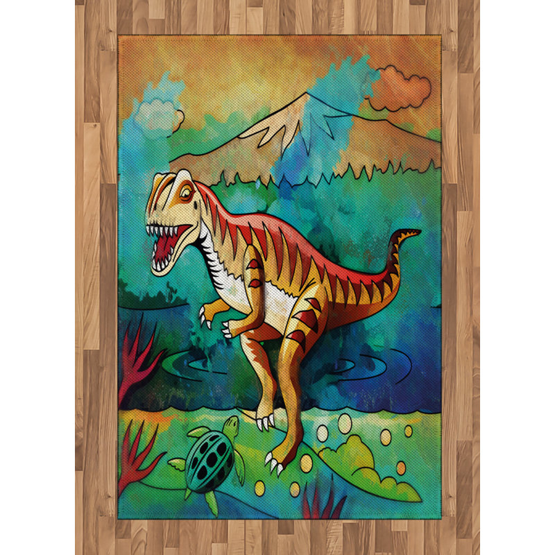 Dinosaur High Density Long Fiber Poly Threads Decorative Area Rug Carpet, Rectangle 4' x 5'8"
