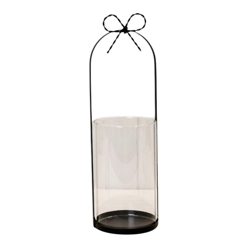 Large Black Metal Candle Holder with Bow