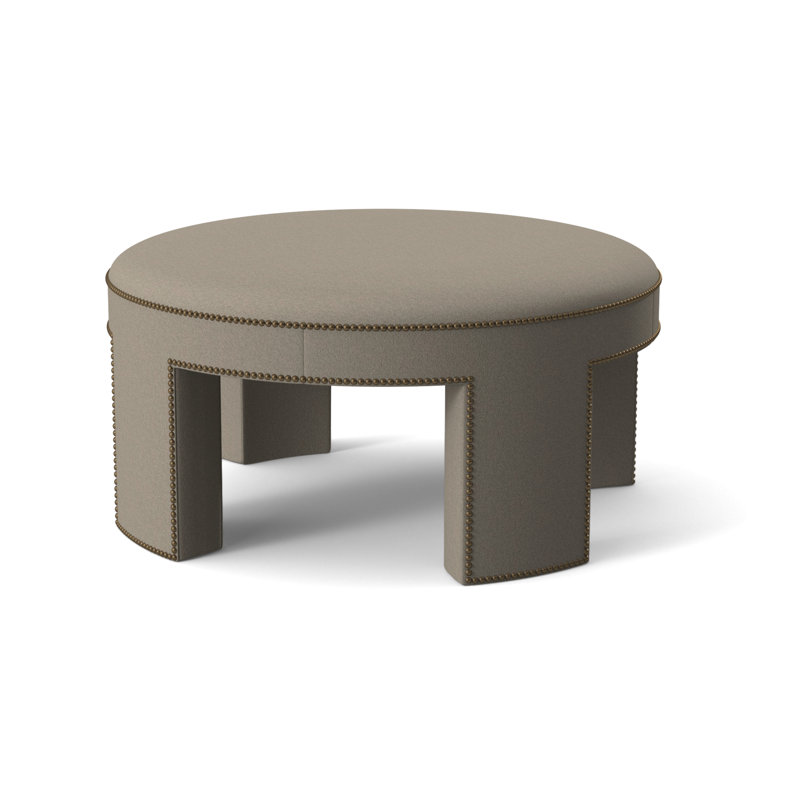 Durant Round Ottoman, Silver Polyester 71608L81, 19.75"H x 40.5"W x 40.5"D