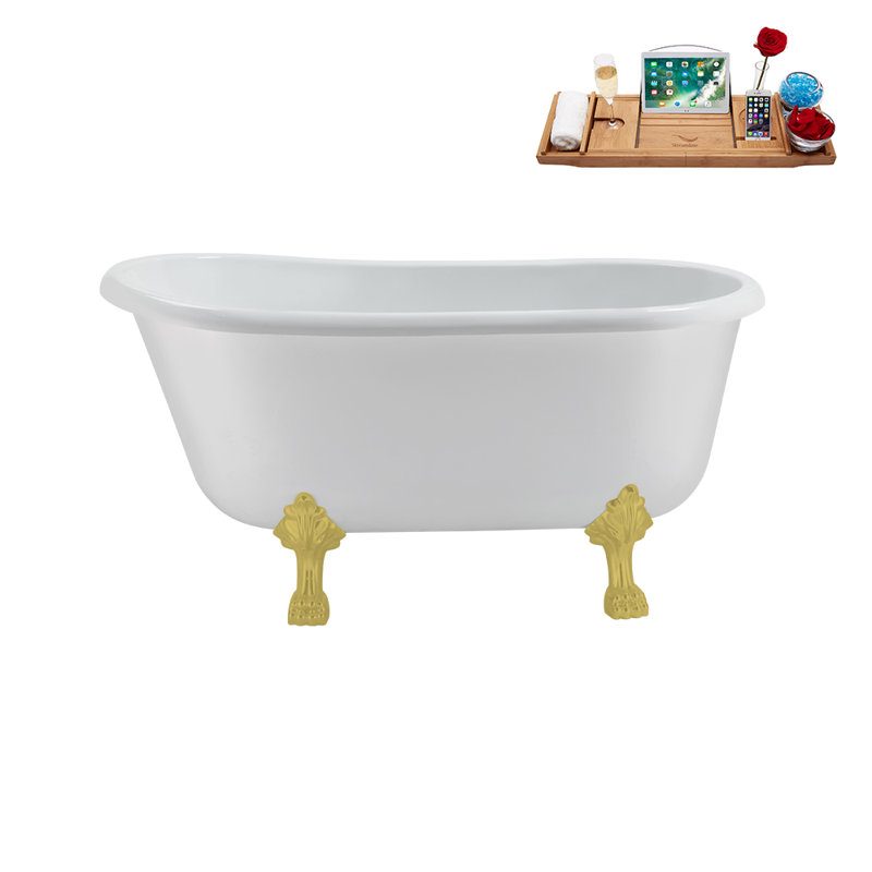 1460.5mm x 749.3mm Soaking Acrylic Bathtub, Brushed Gold, Brushed Gold