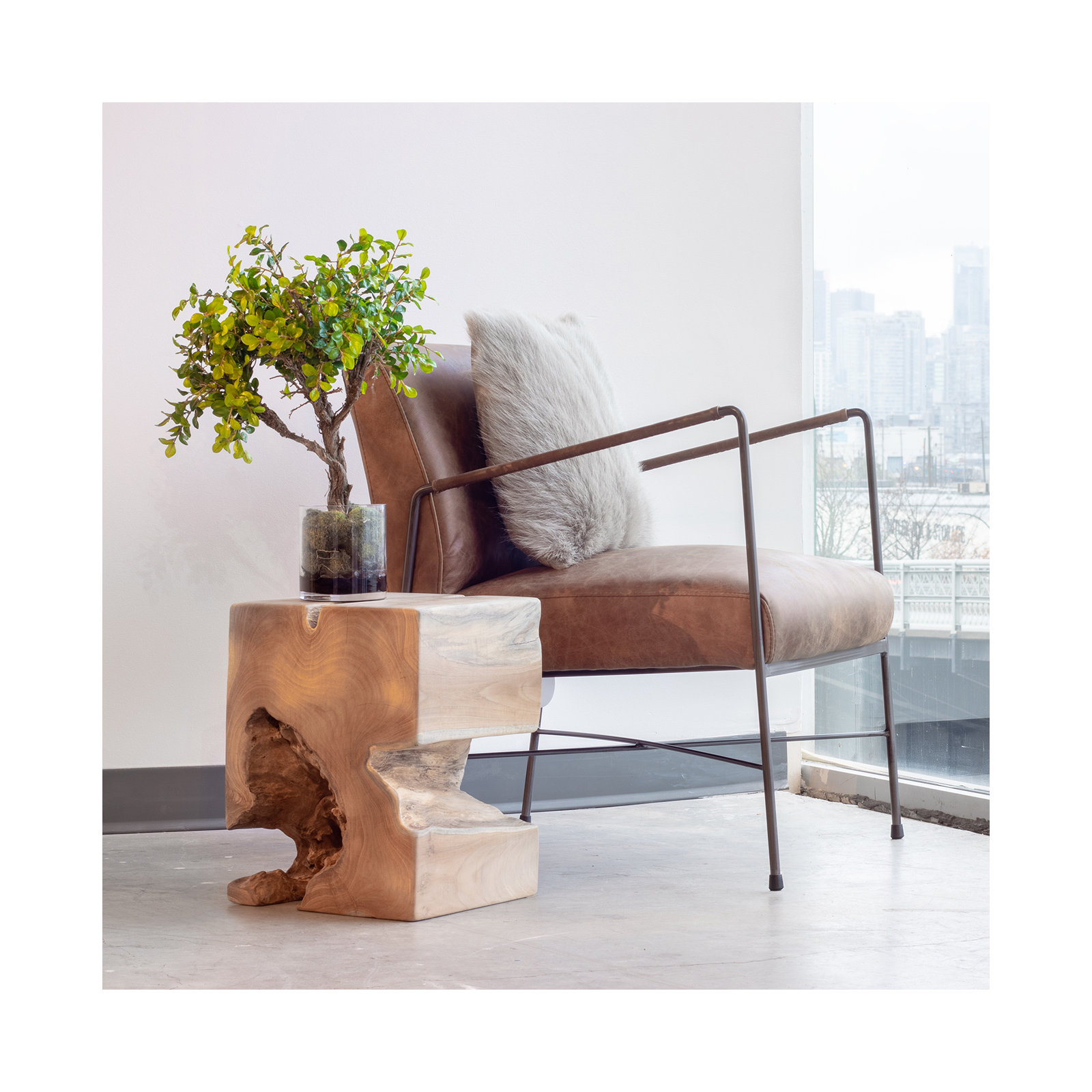 Derry Genuine Leather Armchair, Cappuccino Genuine Leather