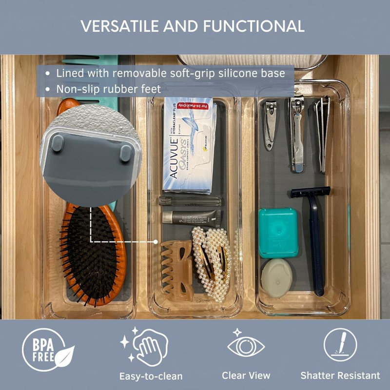1.77" H x 4" W x 9" D Multi-Purpose Drawer Organizer