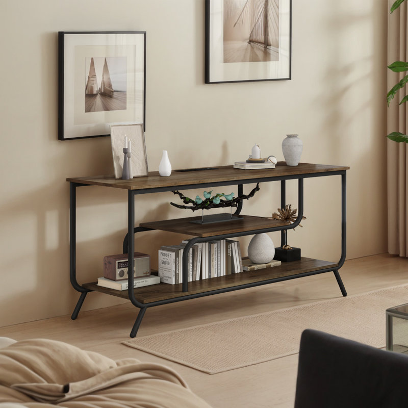 Tv Stand,Tv Console Table And Entertainment Center With  Led Lights Power Outlets